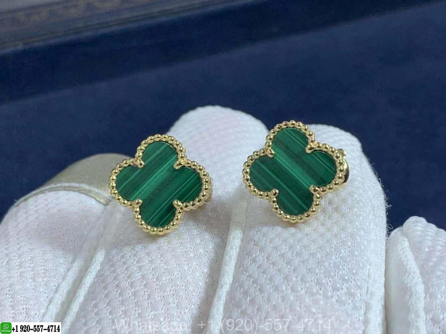 Van Cleef & Arpels Vinatge Alhambra Malachite and 18K Yellow Gold Earrings 1