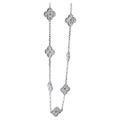 Van Cleef & Arpels Vintage 10 Clover Motif Alhambra 18k White Gold Necklace