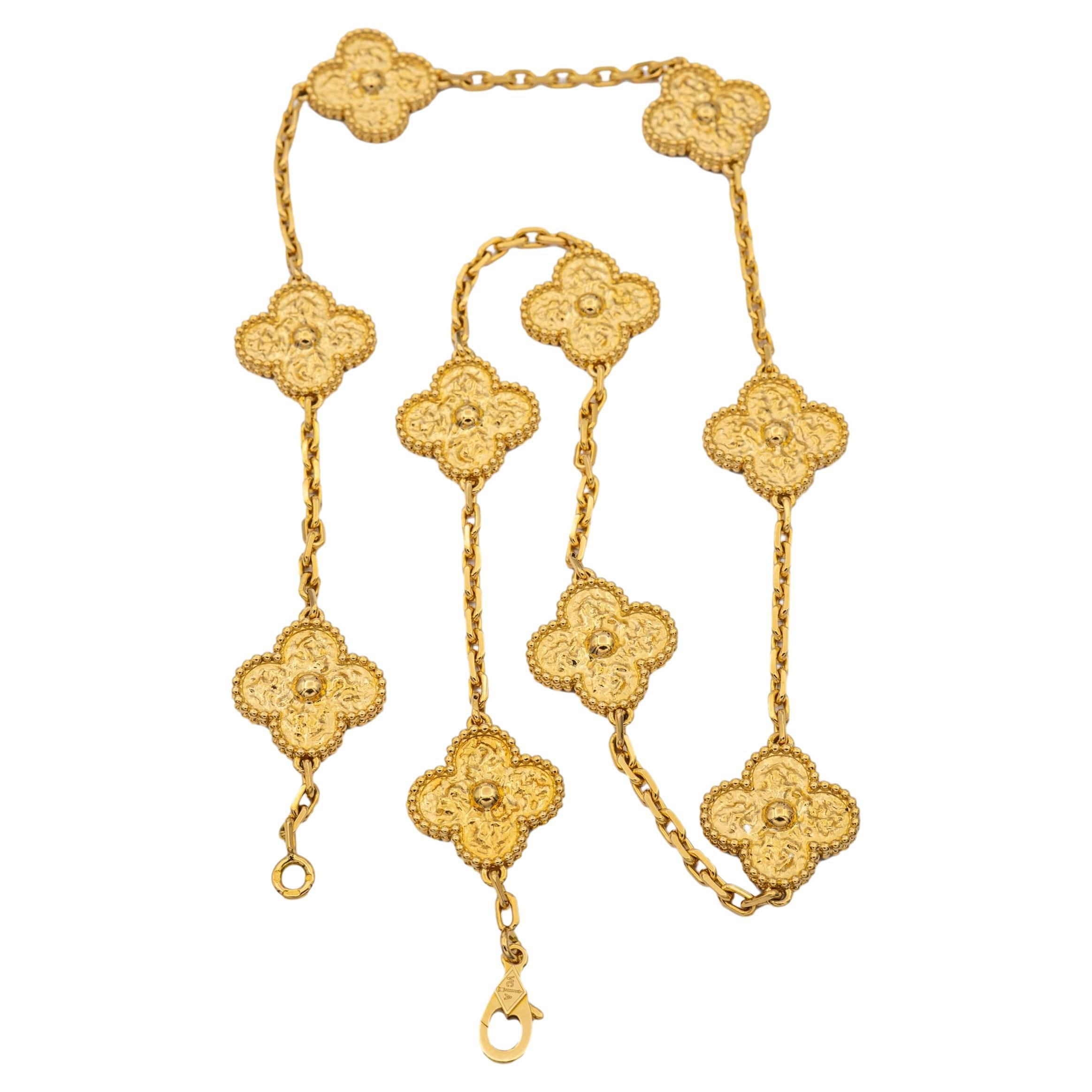 Van Cleef & Arpels Vintage 10 Motif Alhambra 18K Rose Gold Necklace