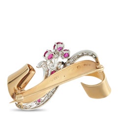 Van Cleef & Arpels Vintage 14K Rose Gold Diamond and Ruby Brooch VC22-121525