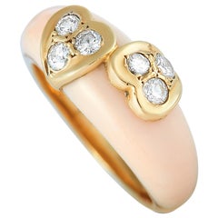 Van Cleef & Arpels Vintage 18 Karat Gold 0.30 Carat Diamond and Coral Ring