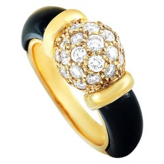 Van Cleef & Arpels Vintage 18 Karat Gold 0.55 Carat Diamond and Onyx Band Ring
