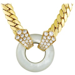 Van Cleef & Arpels Vintage 18 Karat Gold Diamond and Mother of Pearl Necklace