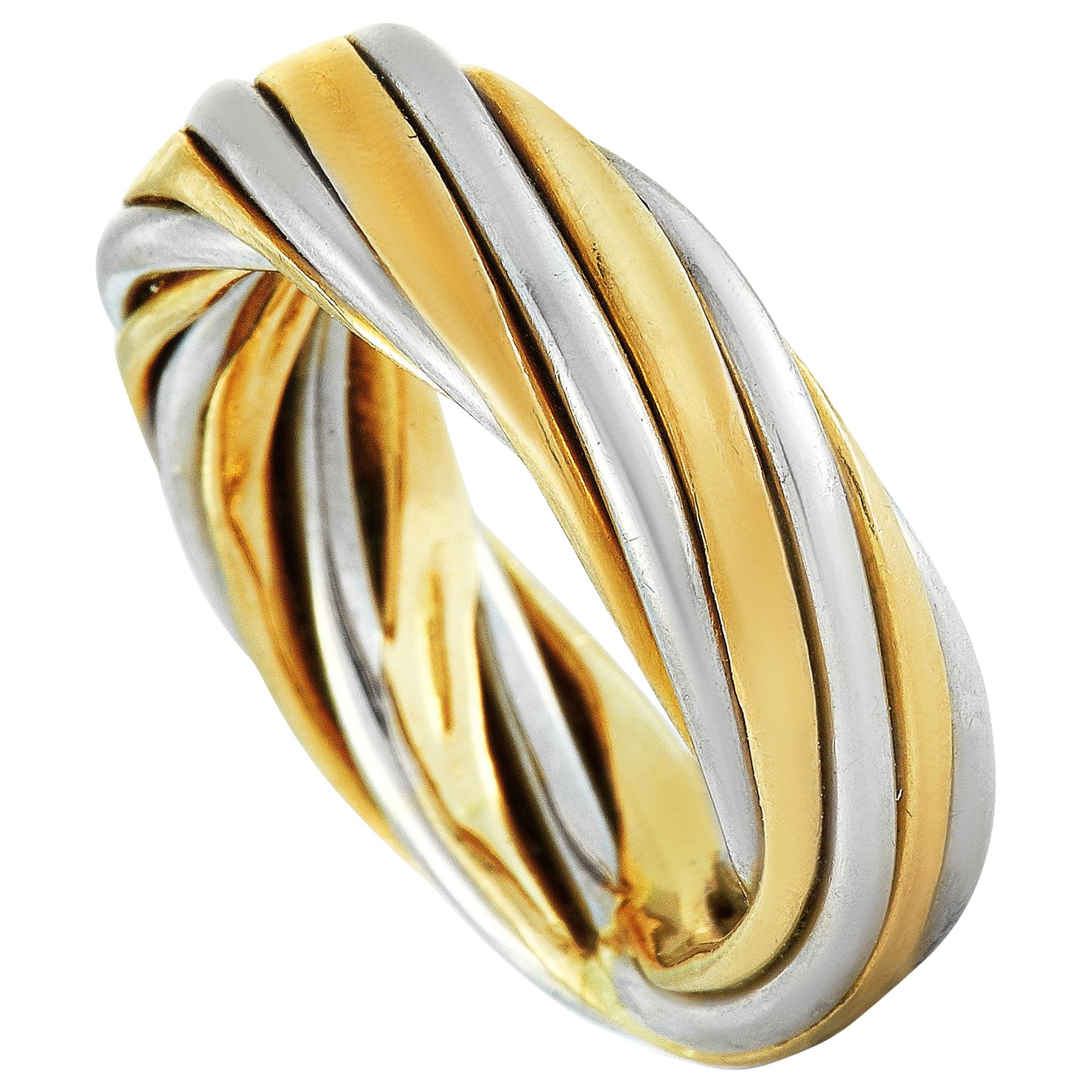 Van Cleef & Arpels Vintage 18 Karat White and Yellow Gold Band Ring