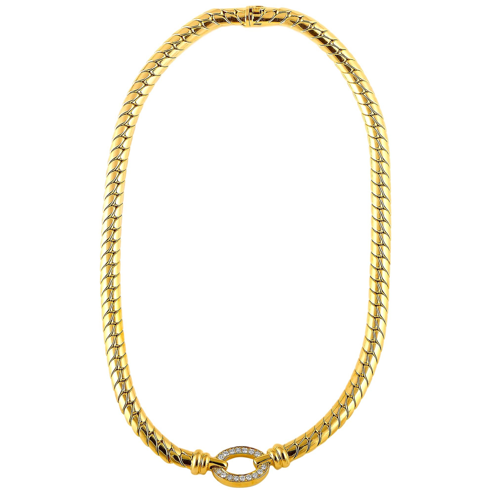 Van Cleef & Arpels Vintage 18 Karat Yellow Gold 0.61 Carat Diamond Necklace