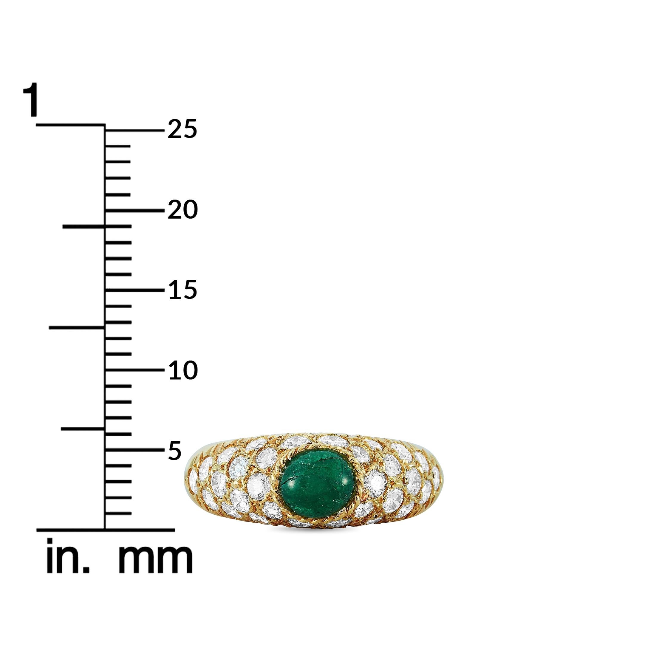Van Cleef & Arpels Vintage 18 Karat Gold 0.86 Carat Diamond and Emerald Ring 1