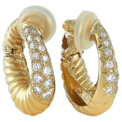 Van Cleef 
Arpels Vintage 18 Karat Yellow Gold 1.00 Carat Diamond Earrings