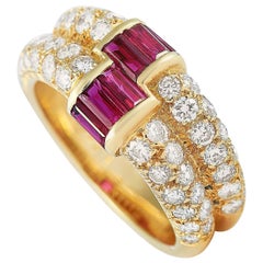 Van Cleef 
Arpels Vintage 18 Karat Yellow Gold 1.25 Carat Diamond and Ruby Ring