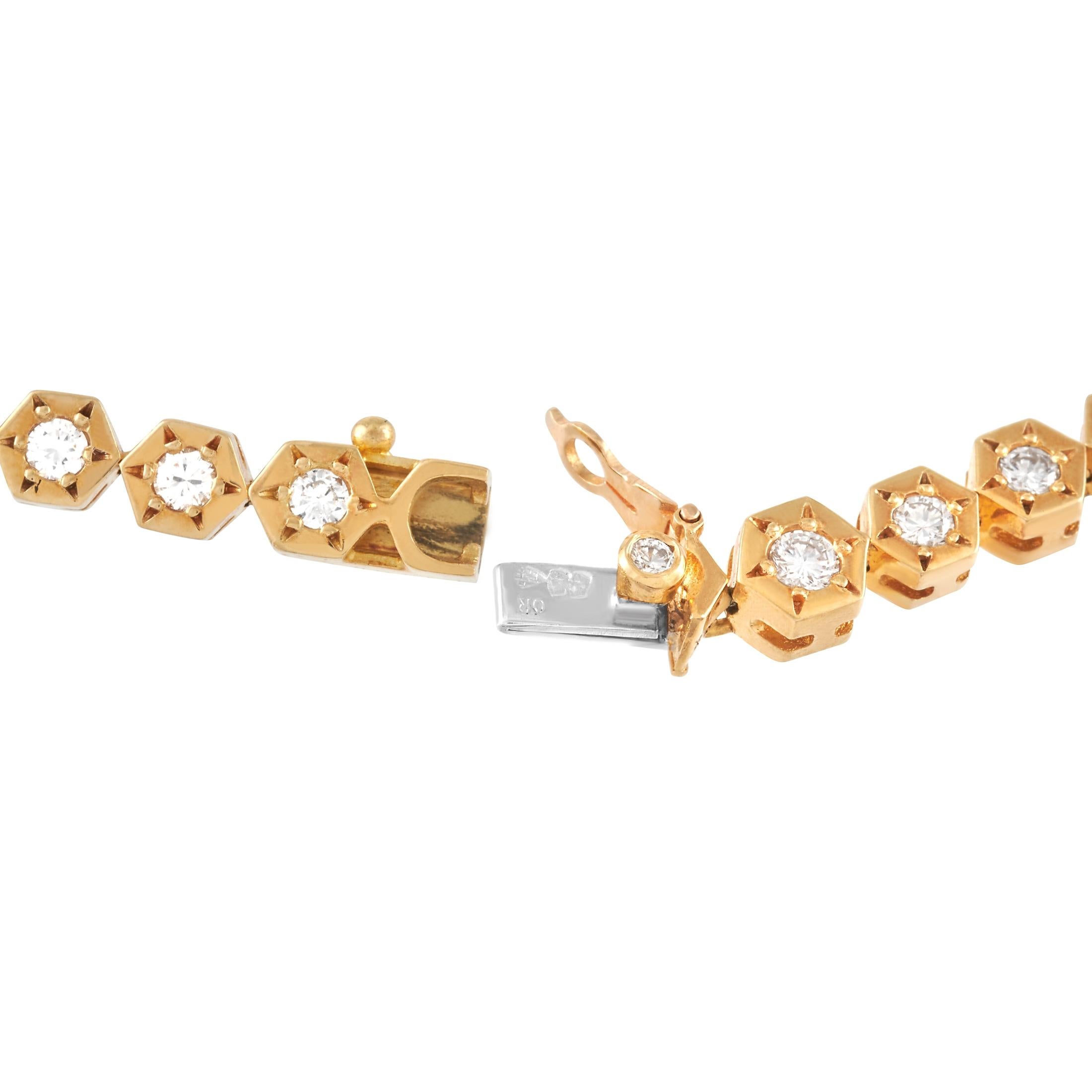 Van Cleef & Arpels Vintage 18 Karat Yellow Gold 3.46 Carat Diamond Y Necklace In Excellent Condition In Southampton, PA