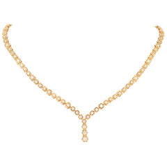 Van Cleef & Arpels Vintage 18 Karat Yellow Gold 3.46 Carat Diamond Y Necklace