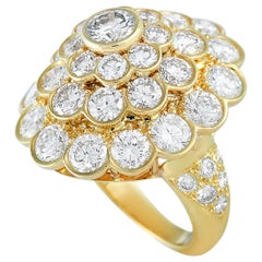 Van Cleef 
Arpels Vintage 18 Karat Yellow Gold 6.50 Carat Diamond Cocktail Ring