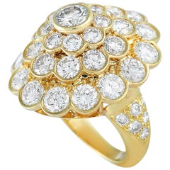 Van Cleef 
Arpels Vintage 18 Karat Yellow Gold 6.50 Carat Diamond Cocktail Ring