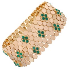 Van Cleef & Arpels Vintage 18 Karat Yellow Gold Emerald Mesh Bracelet