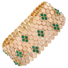 Van Cleef & Arpels Vintage 18 Karat Gelbgold Smaragdgeflecht-Armband