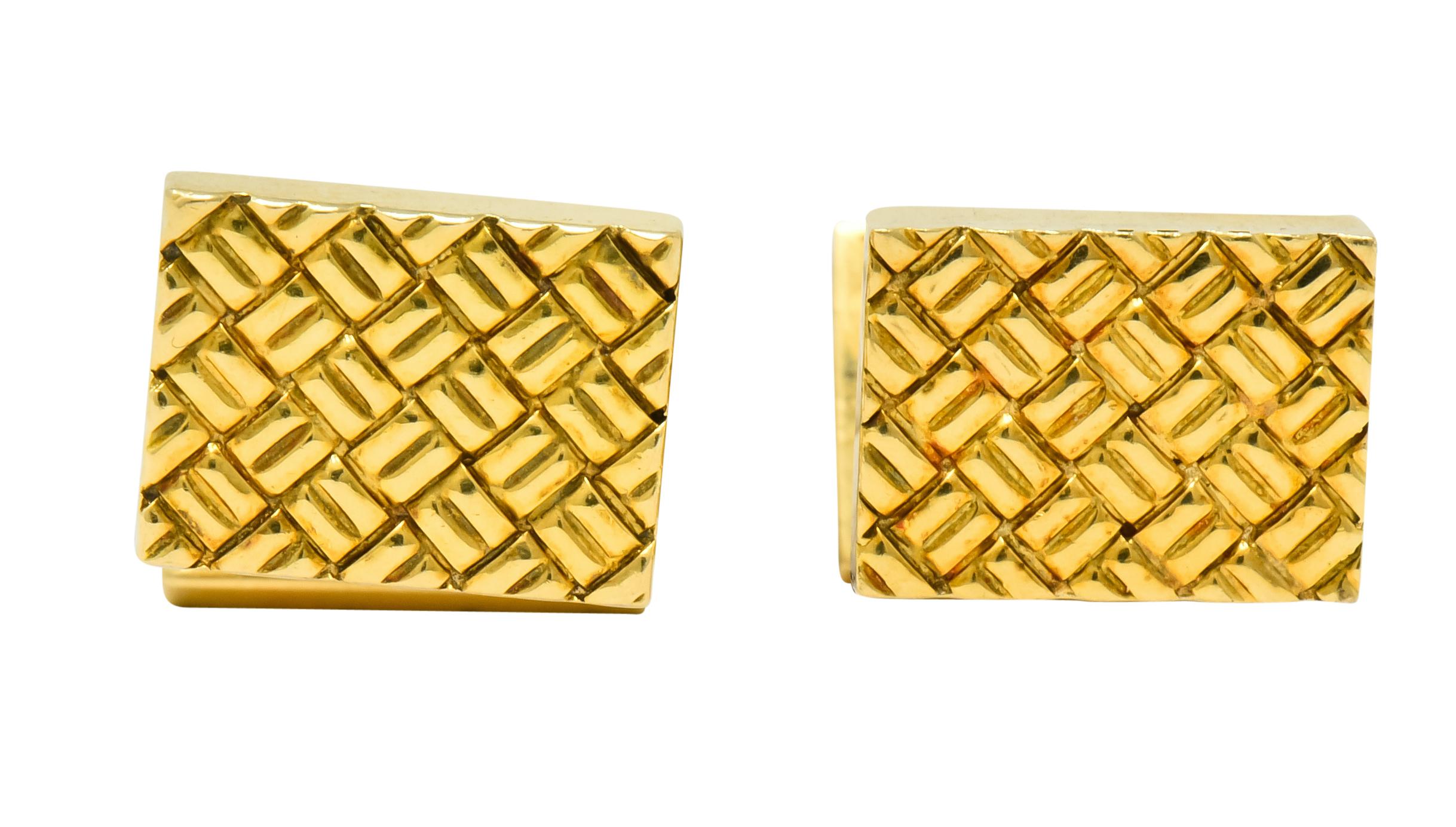 Women's or Men's Van Cleef & Arpels Vintage 18 Karat Yellow Gold Woven Men's Cufflinks