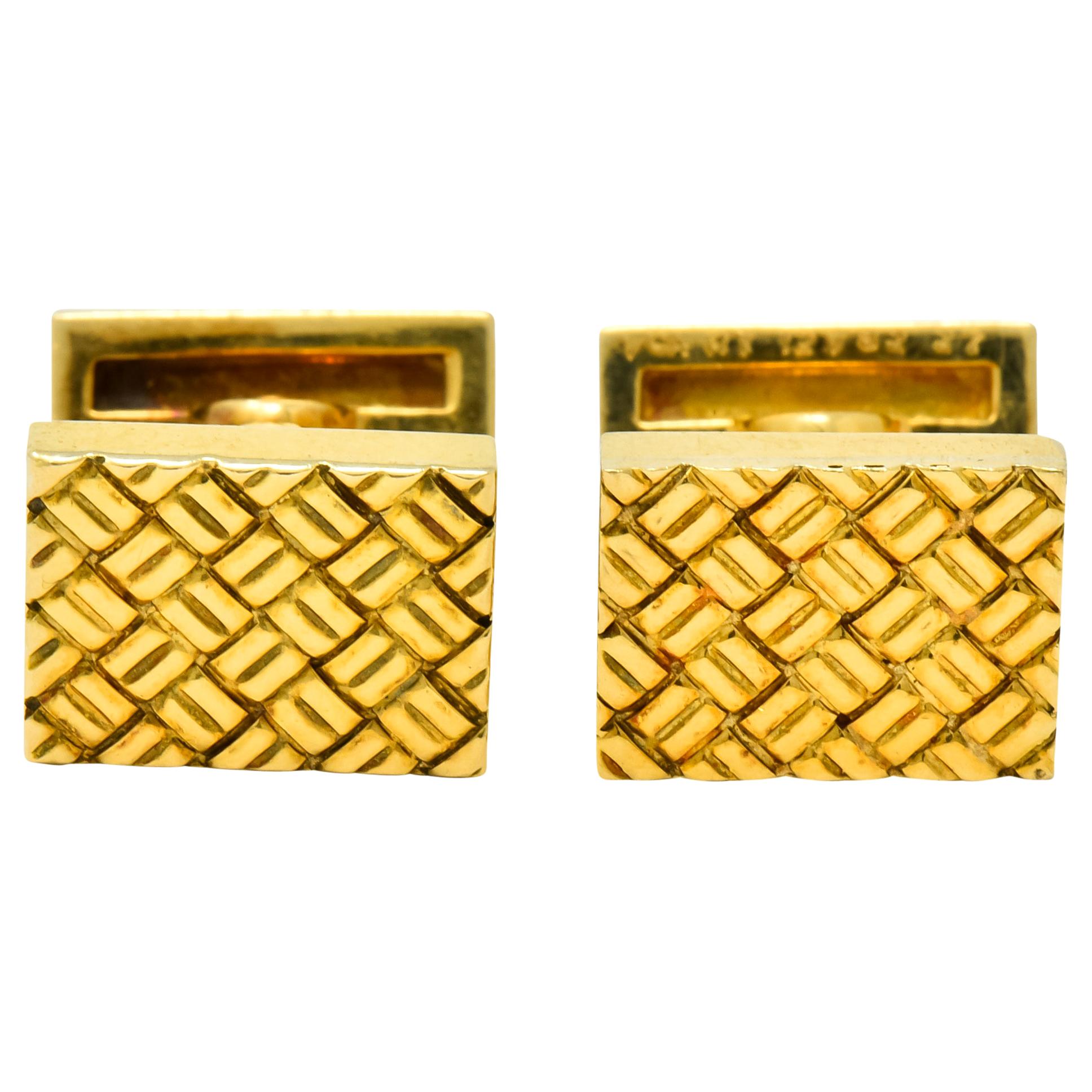 Van Cleef & Arpels Vintage 18 Karat Yellow Gold Woven Men's Cufflinks