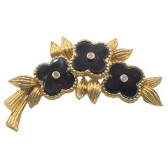 Van Cleef & Arpels Vintage 18k Diamond and Onyx Pin