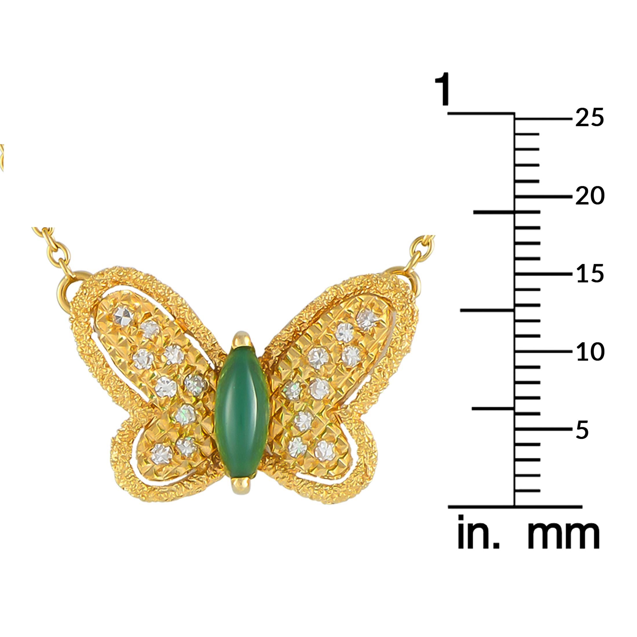 Women's Van Cleef & Arpels Vintage 18K Gold 0.25ct Diamond Butterfly Necklace