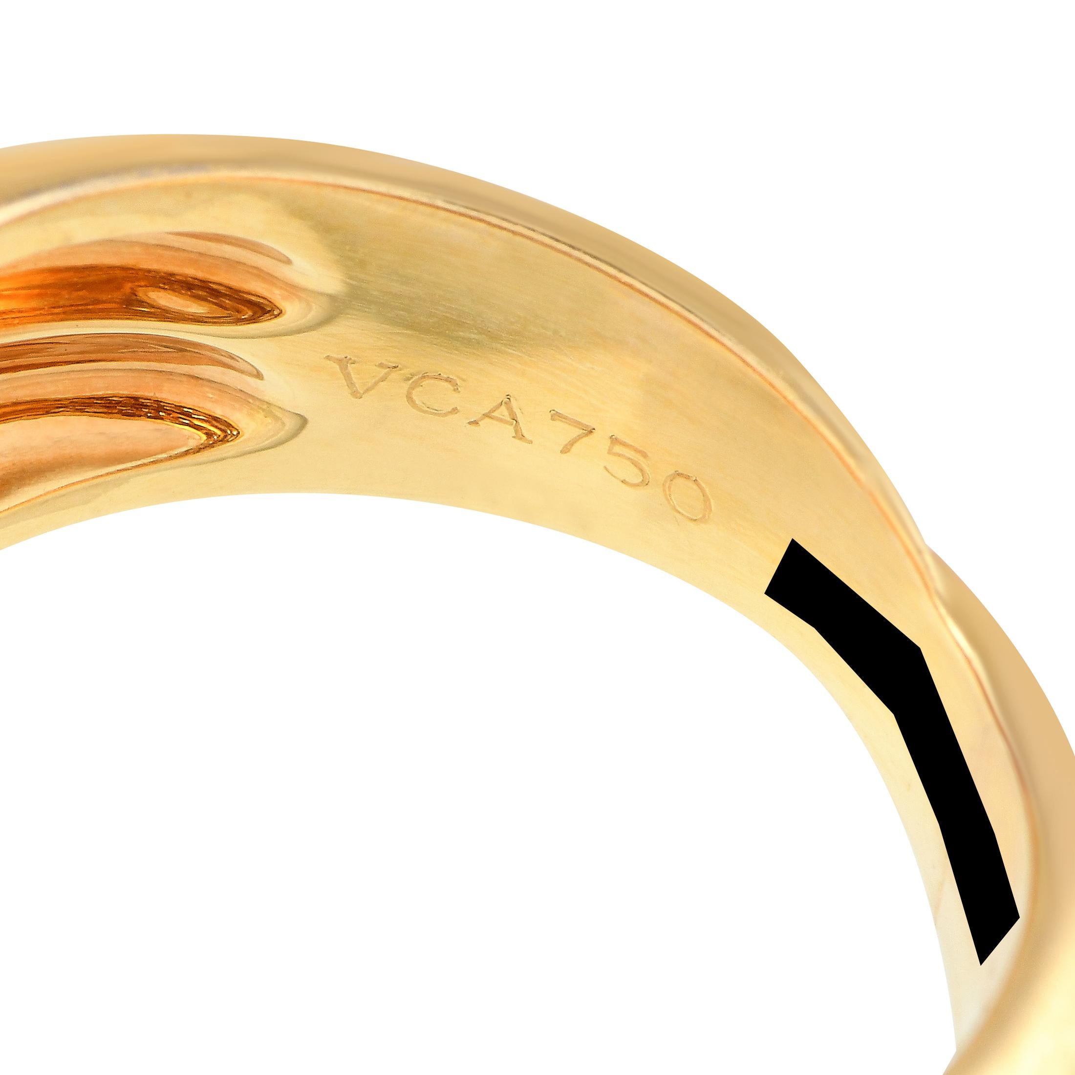 Van Cleef Arpels Vintage 18K Gold 1.50ct Diamond Crossover Ring In Excellent Condition In Southampton, PA