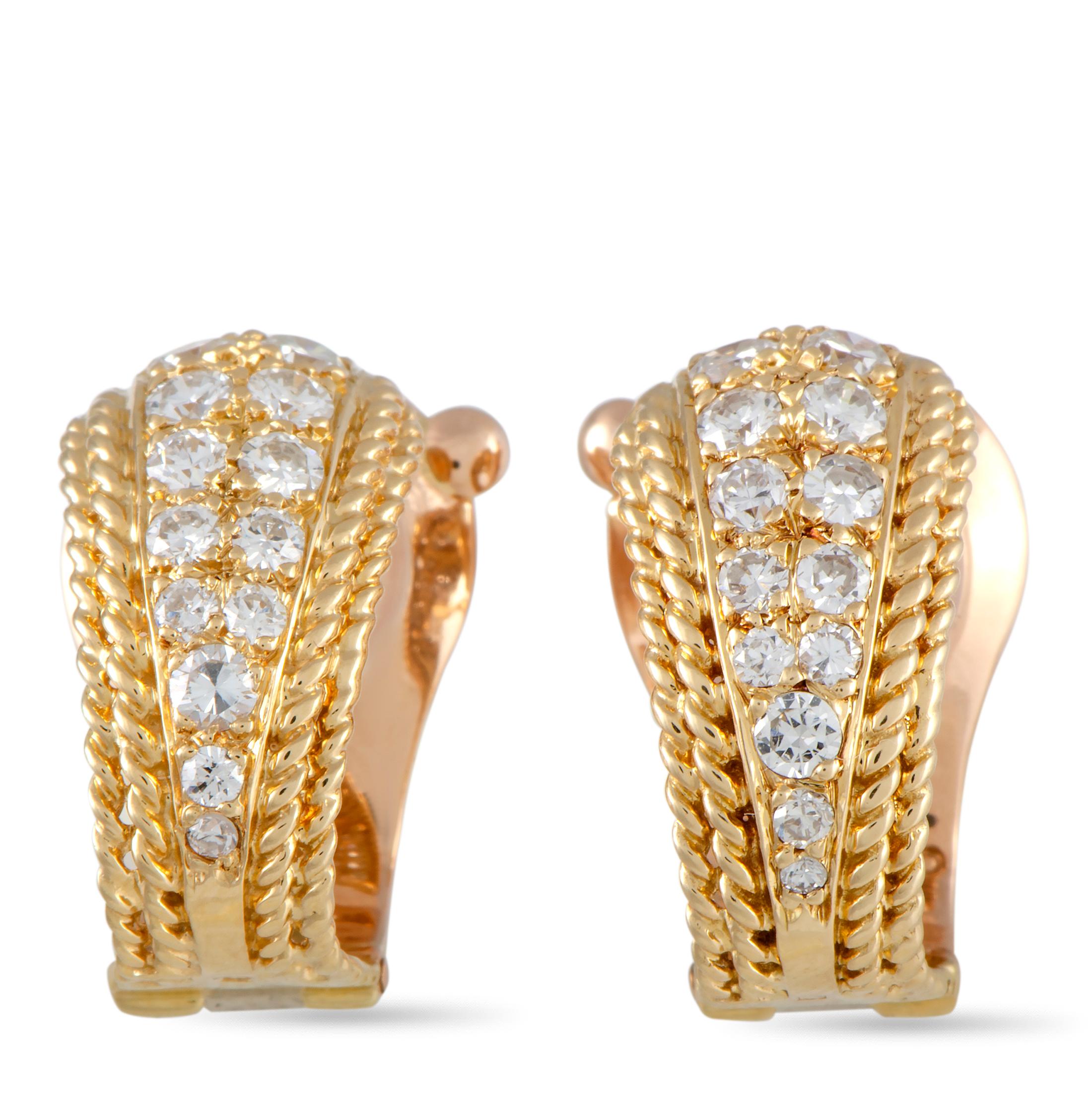 Van Cleef & Arpels Vintage 18K Rose Gold and 0.98 Carat Diamond Clip-On Earrings 1
