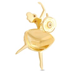 Van Cleef & Arpels Vintage 18k Yellow Gold 0.03 Ct Diamond Ballerina Brooch