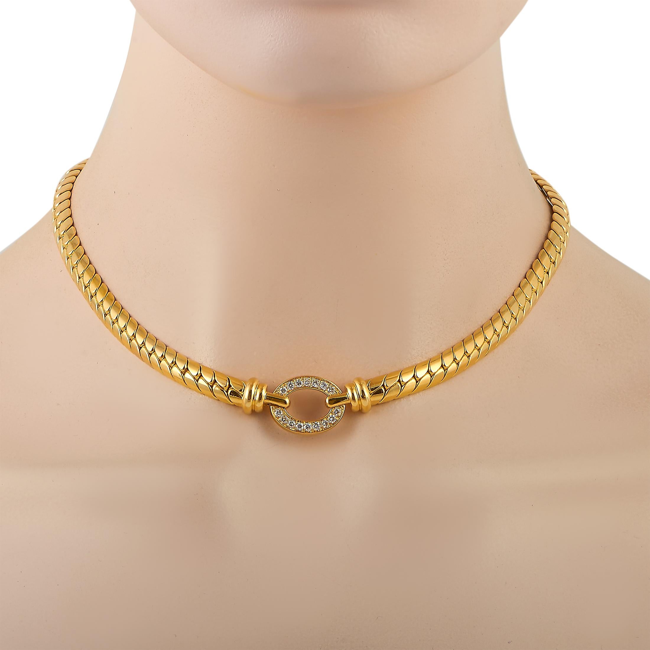 Round Cut Van Cleef & Arpels Vintage 18 Karat Yellow Gold 0.61 Carat Diamond Necklace