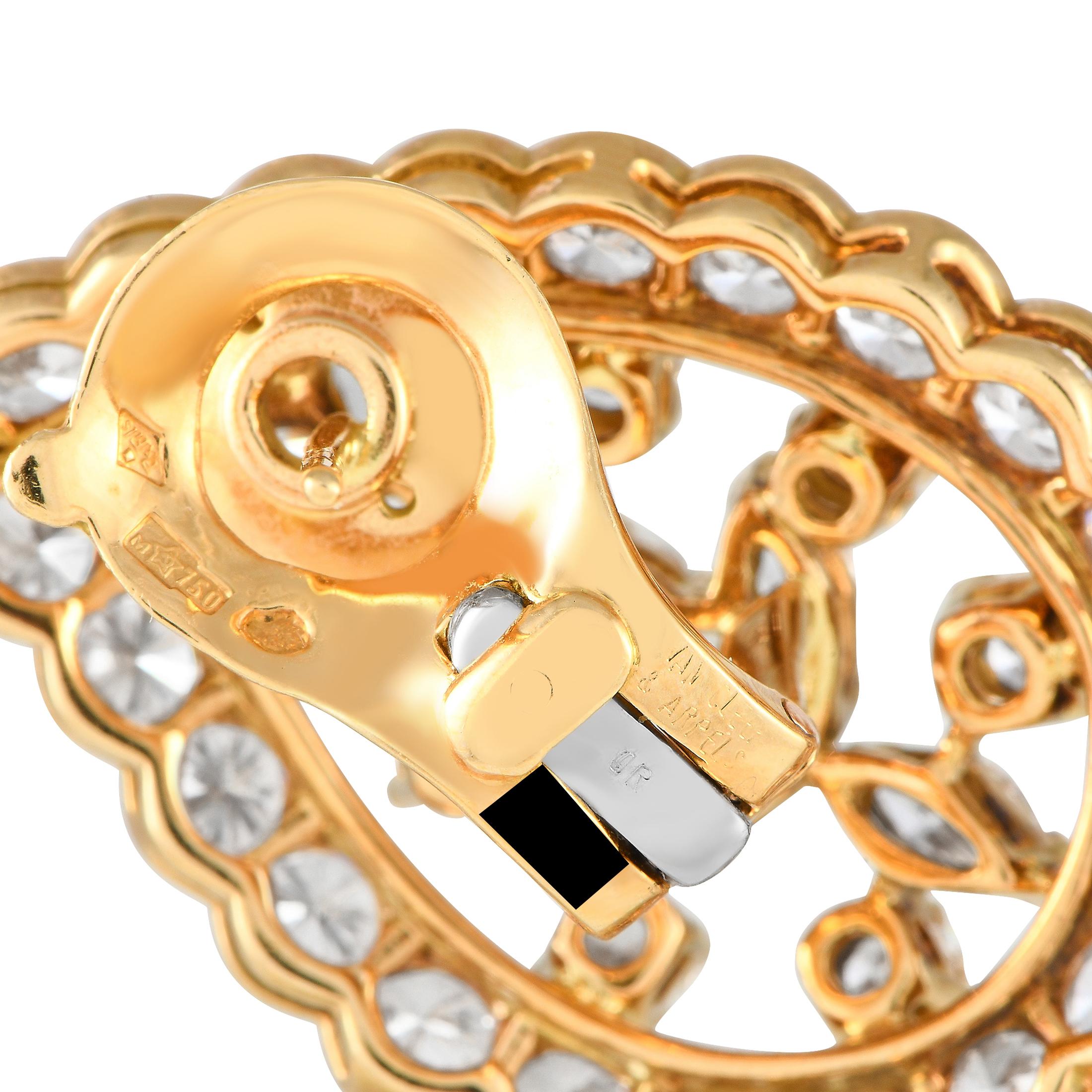 Van Cleef & Arpels Vintage Ohrringe mit Paisleymuster aus 18 Karat Gelbgold mit 10.0 Karat Diamanten (Rundschliff)