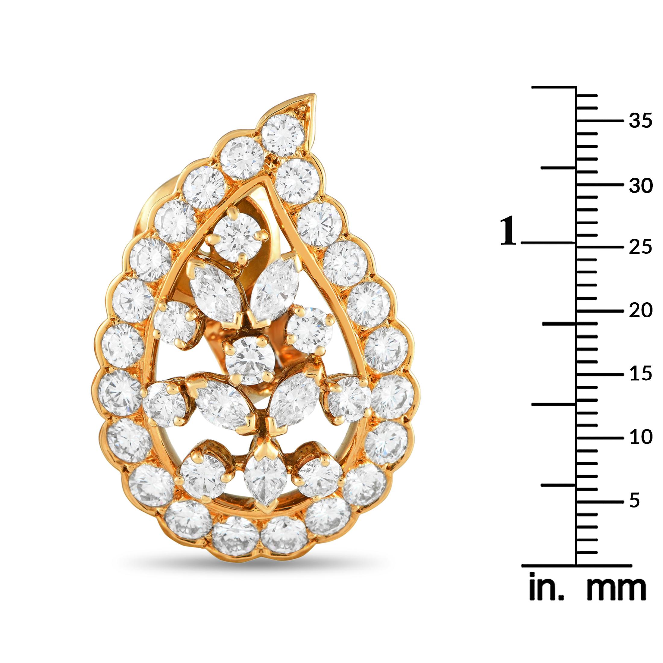 Van Cleef & Arpels Vintage Ohrringe mit Paisleymuster aus 18 Karat Gelbgold mit 10.0 Karat Diamanten im Zustand „Hervorragend“ in Southampton, PA