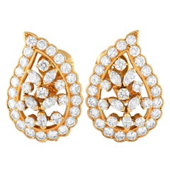 Van Cleef & Arpels Vintage Ohrringe mit Paisleymuster aus 18 Karat Gelbgold mit 10.0 Karat Diamanten