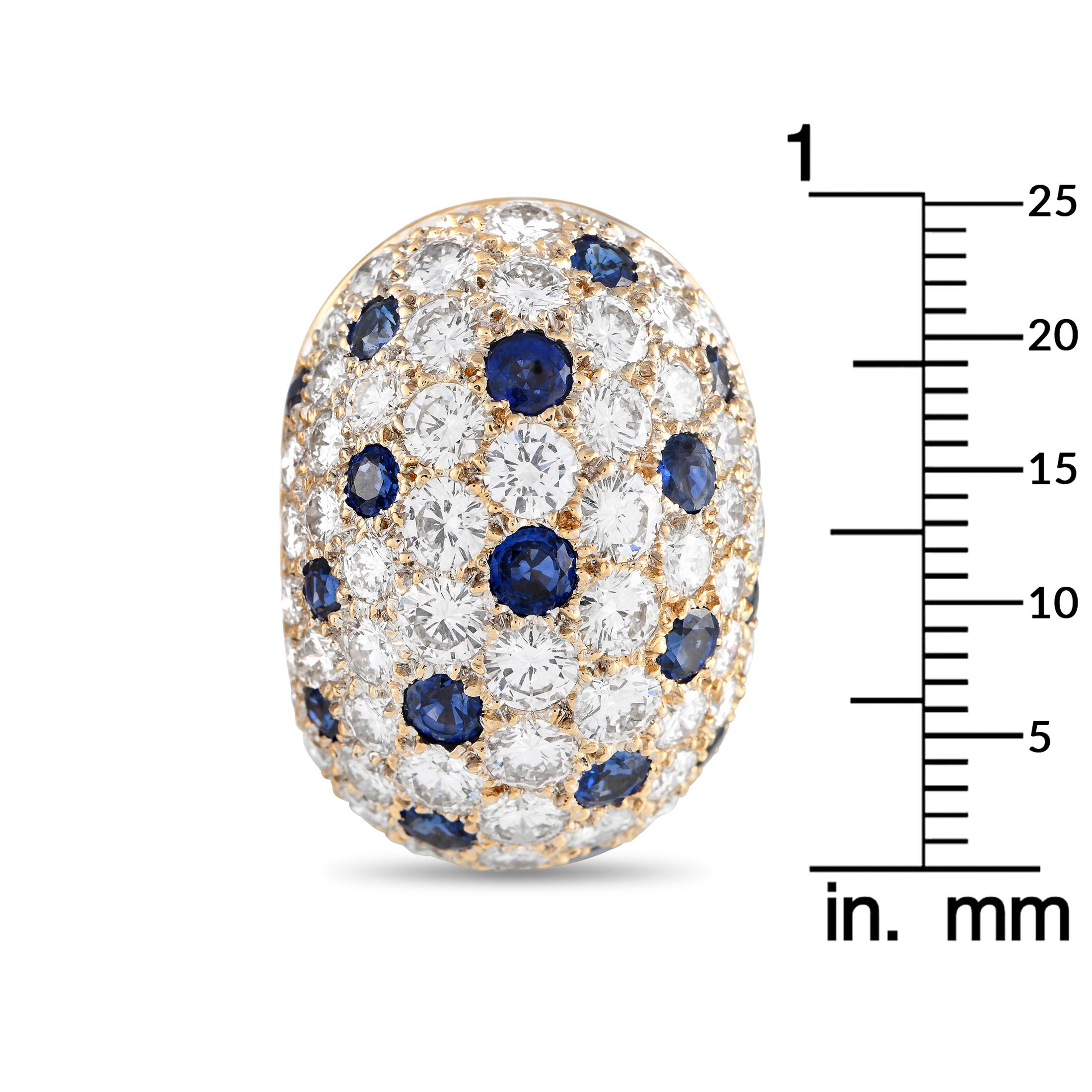 Van Cleef & Arpels Vintage Ohrringe aus 18 Karat Gelbgold mit 10,50 Karat Diamant und Saphir im Zustand „Hervorragend“ in Southampton, PA