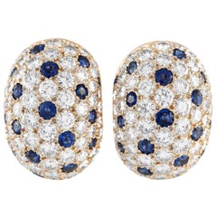 Van Cleef & Arpels Vintage Ohrringe aus 18 Karat Gelbgold mit 10,50 Karat Diamant und Saphir