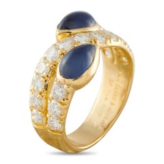 Van Cleef & Arpels Vintage 18K Gelbgold 1.0ct Diamant und Saphir Ring