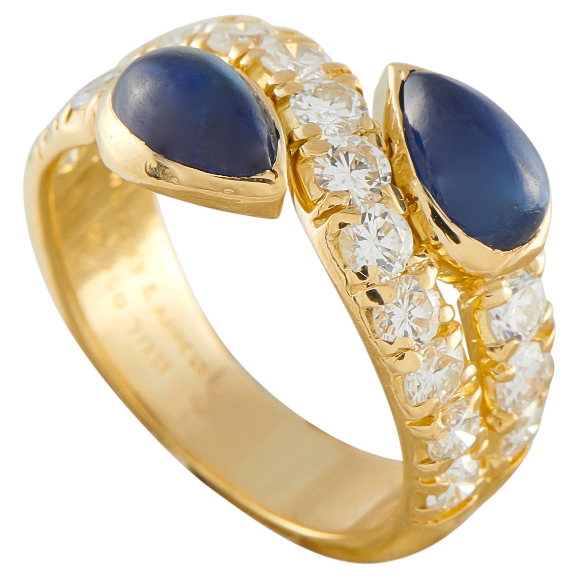 Van Cleef & Arpels Bague Vintage en or jaune 18 carats 1,0ct diamant et saphir