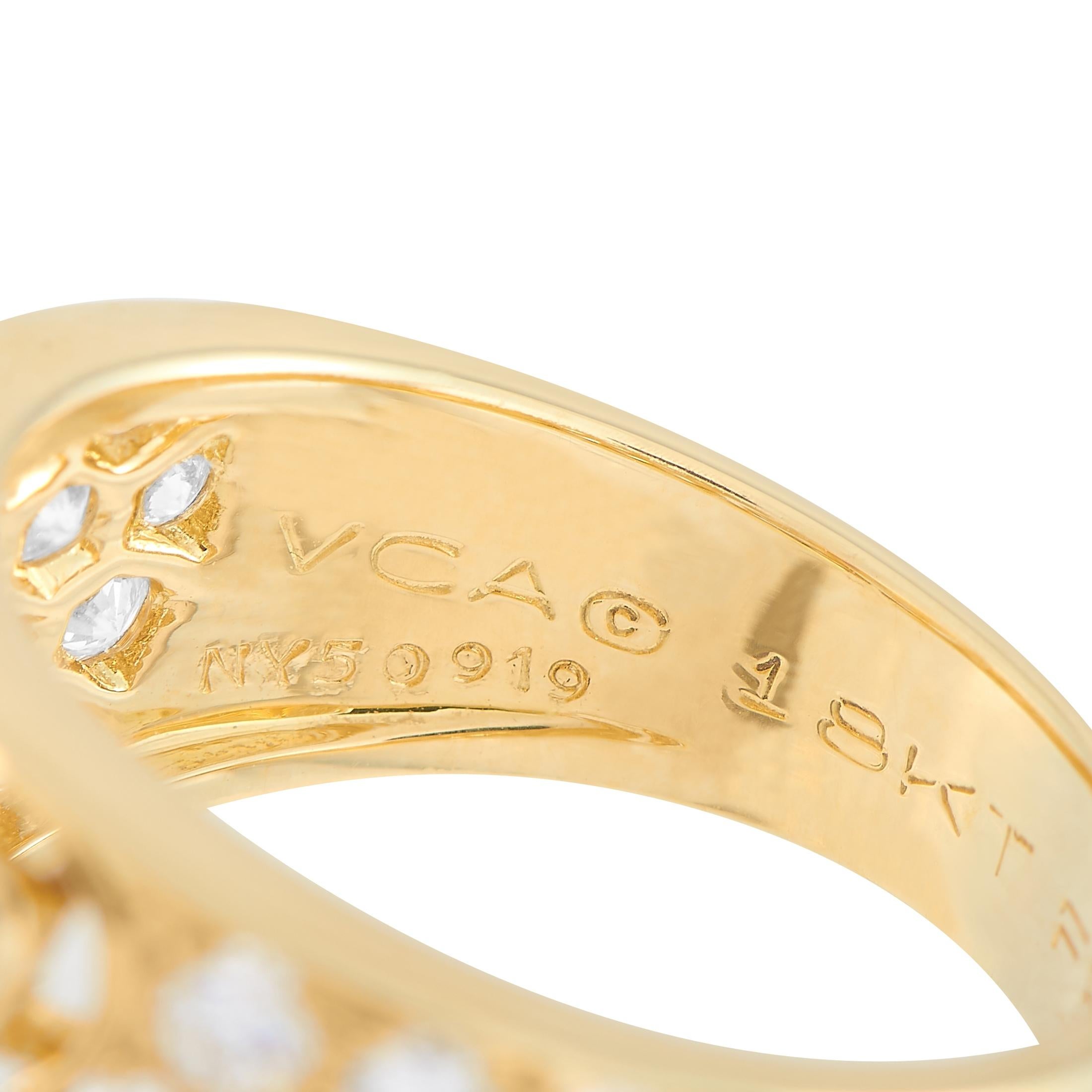 Round Cut Van Cleef & Arpels Vintage 18 Karat Gold 1.50ct Diamond and Ruby Butterfly Ring