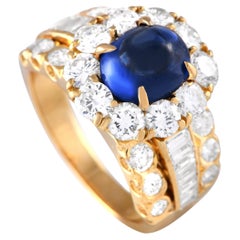 Van Cleef & Arpels Vintage 18K Yellow Gold 1.66ct Diamond and Sapphire Ring