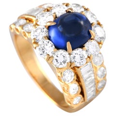 Van Cleef & Arpels Anello vintage in oro giallo 18 carati con diamanti e zaffiri da 1,66 carati