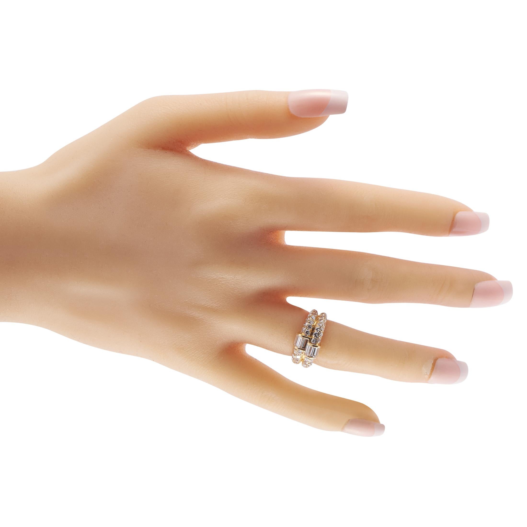 Taille mixte Van Cleef & Arpels, bague vintage en or jaune 18 carats avec diamants de 2,10 carats en vente