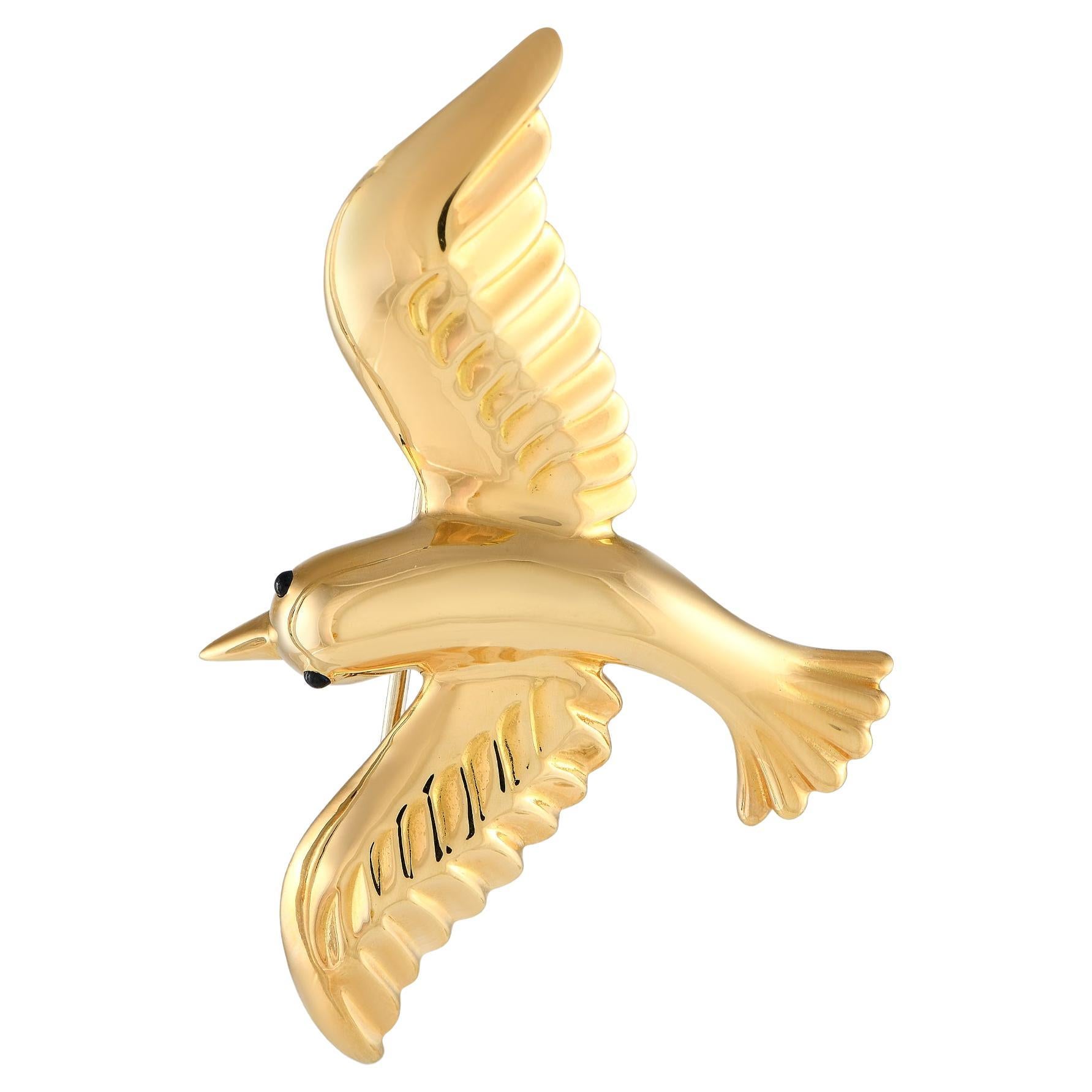 Van Cleef & Arpels Vintage 18K Yellow Gold Bird Brooch For Sale