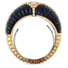 Van Cleef & Arpels Vintage 18 Karat Yellow Gold Diamond and Onyx Ring