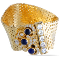 Van Cleef & Arpels Vintage 18 Karat Yellow Gold Diamond and Sapphire Bracelet
