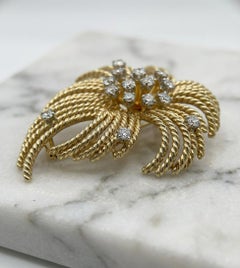 Van Cleef & Arpels Vintage 18K Gelbgold Diamant Spray Brosche