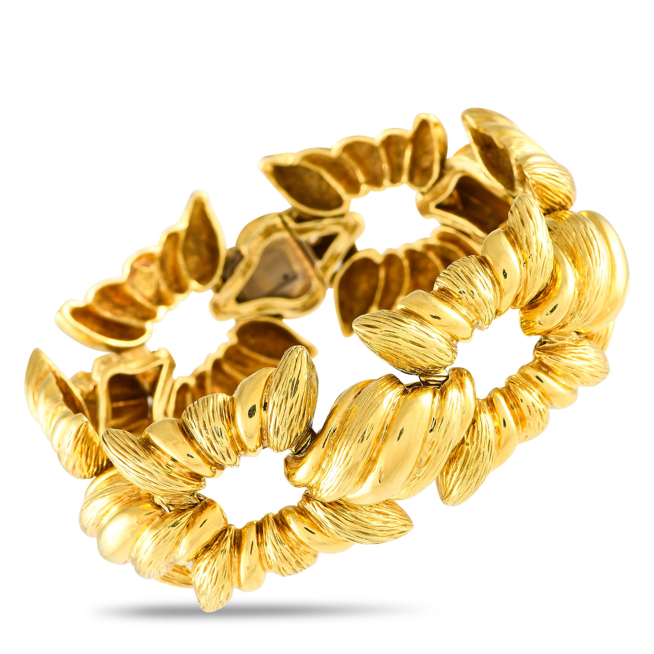 Van Cleef & Arpels Bracelet vintage à maillons cannelés texturés en or jaune 18 carats Pour femmes en vente
