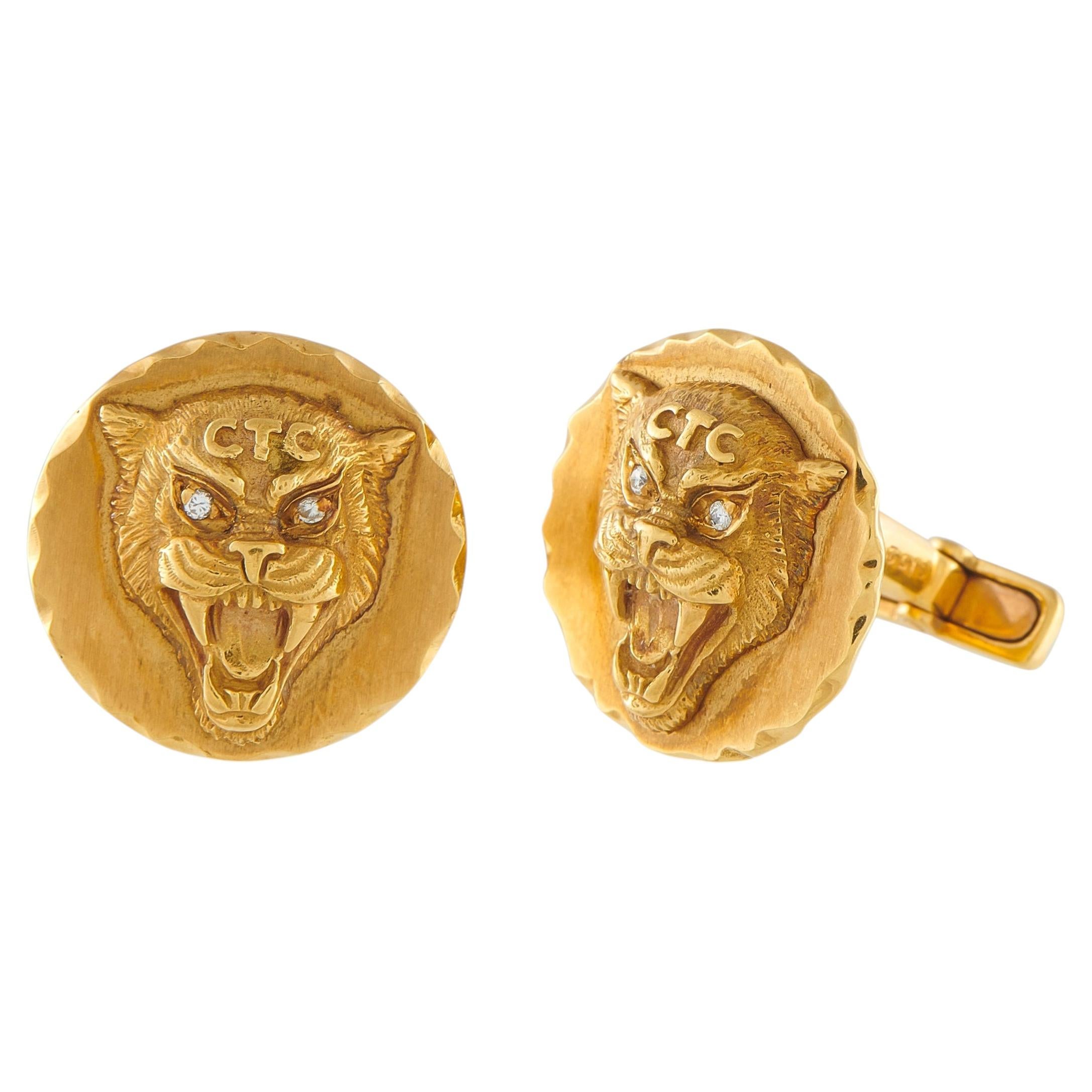 Van Cleef & Arpels Vintage 18K Yellow Gold Panther Cufflinks #5213