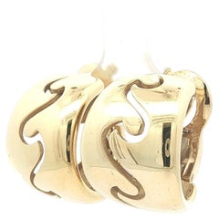 Van Cleef & Arpels Vintage 18k Yellow Gold Wide Hoop Huggie Cuff Earrings