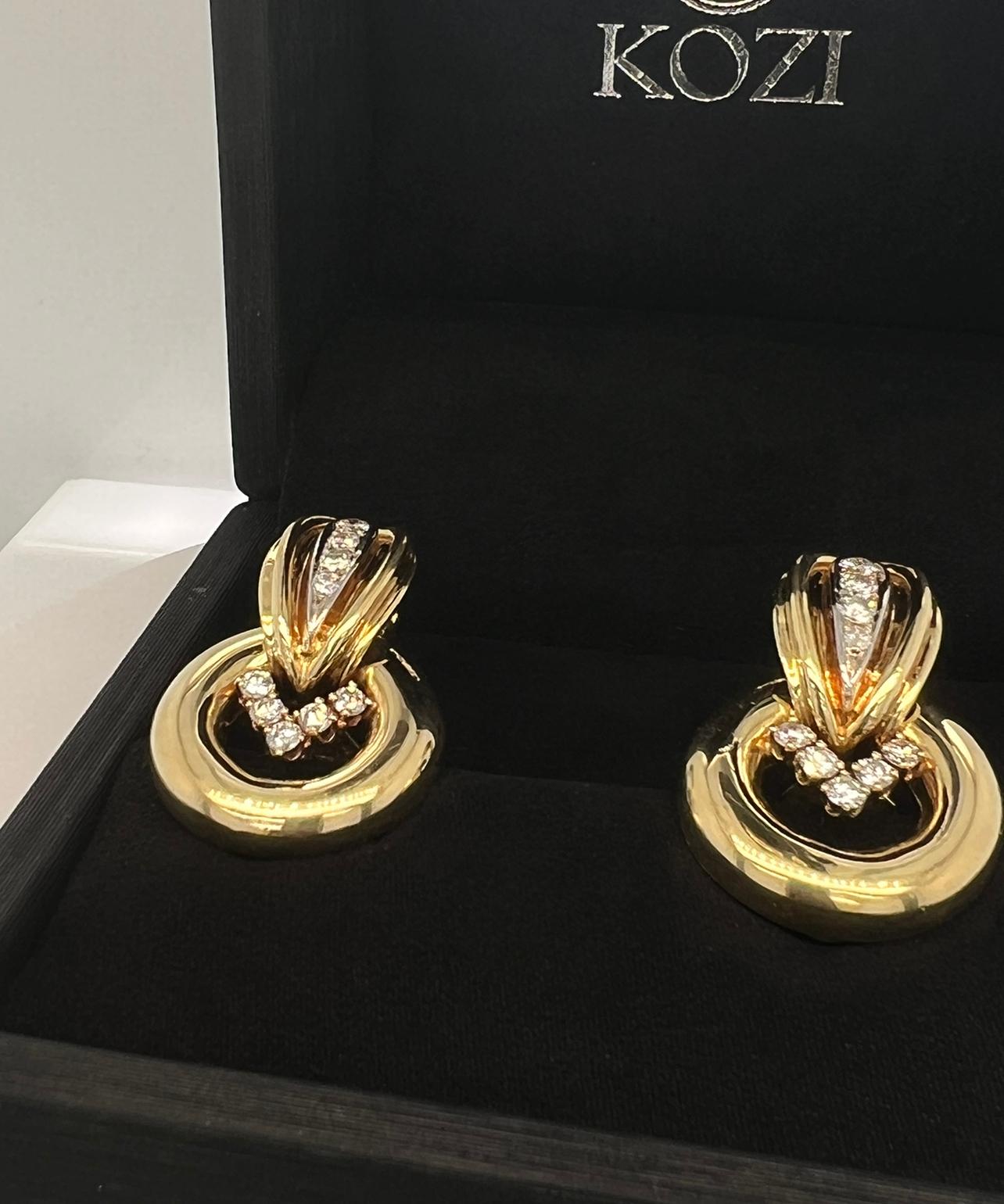 Retro Van Cleef & Arpels Vintage 18kt Gold & Diamond Earring For Sale