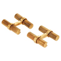 Van Cleef & Arpels Vintage 1970s Ribbed Baton VCA Cufflinks – 18K Yellow Gold