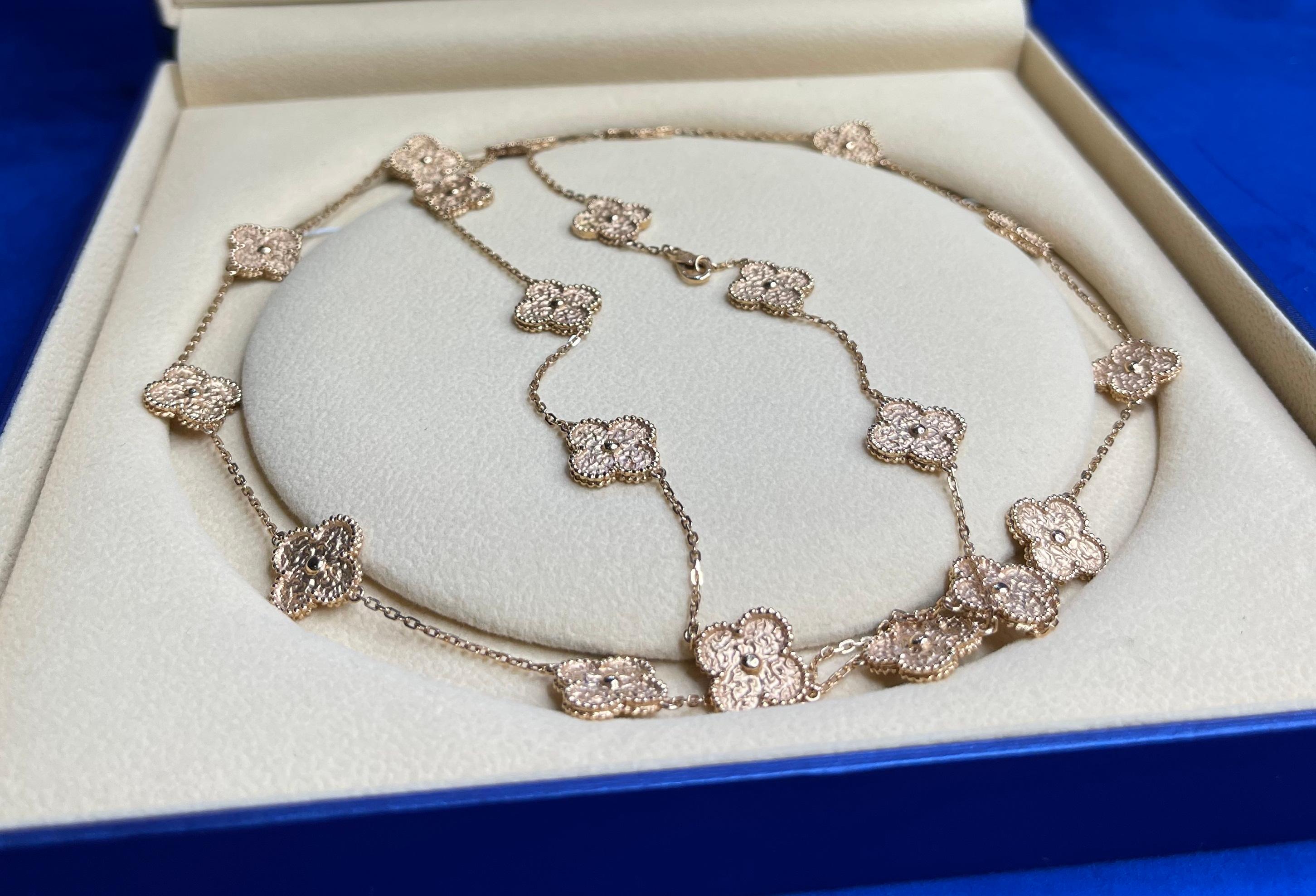 Van Cleef & Arpels Vintage 20 Kleeblatt-Motiv Alhambra Halskette aus 18 Karat Roségold (Moderne)