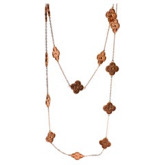 Van Cleef & Arpels Vintage 20 Clover Motif Alhambra 18 Karat Rose Gold Necklace