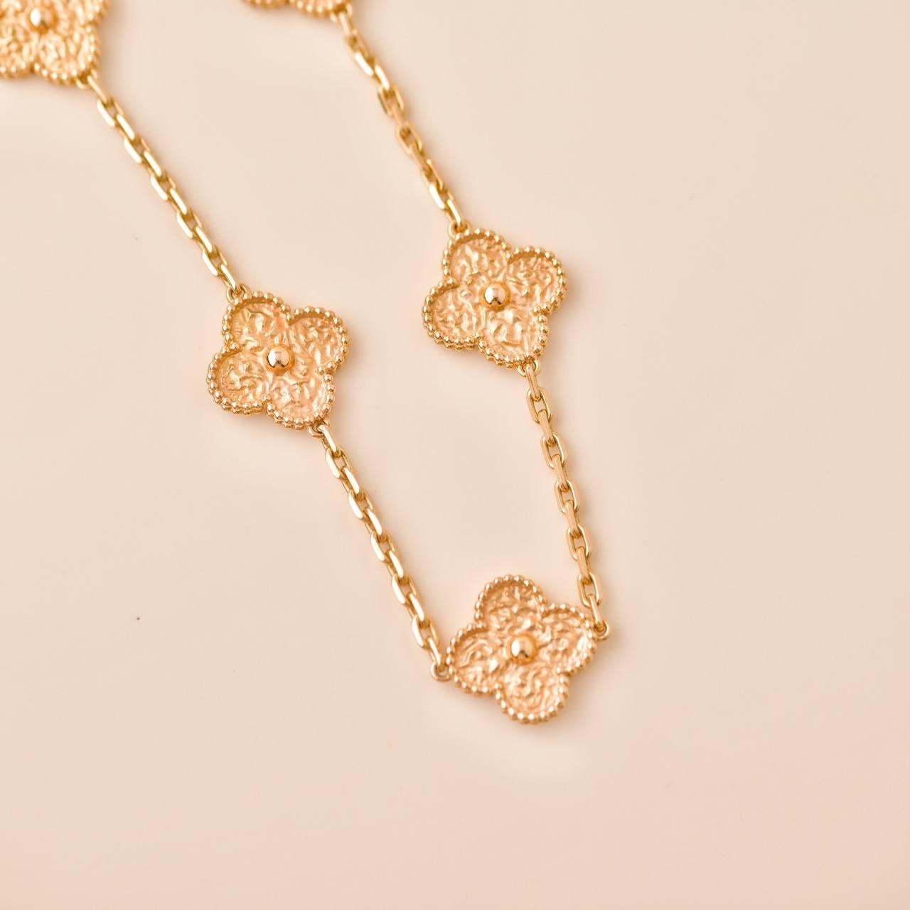 Van Cleef & Arpels Vintage Alhambra 10 Motif 18K Rose Gold Necklace 1
