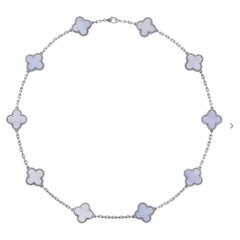 Van Cleef & Arpels Used Alhambra 10 Motif Chalcedony White Gold  Necklace